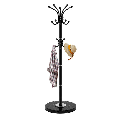 LOZABEE metal coat rack with 360° rotation for versatile hanging options.