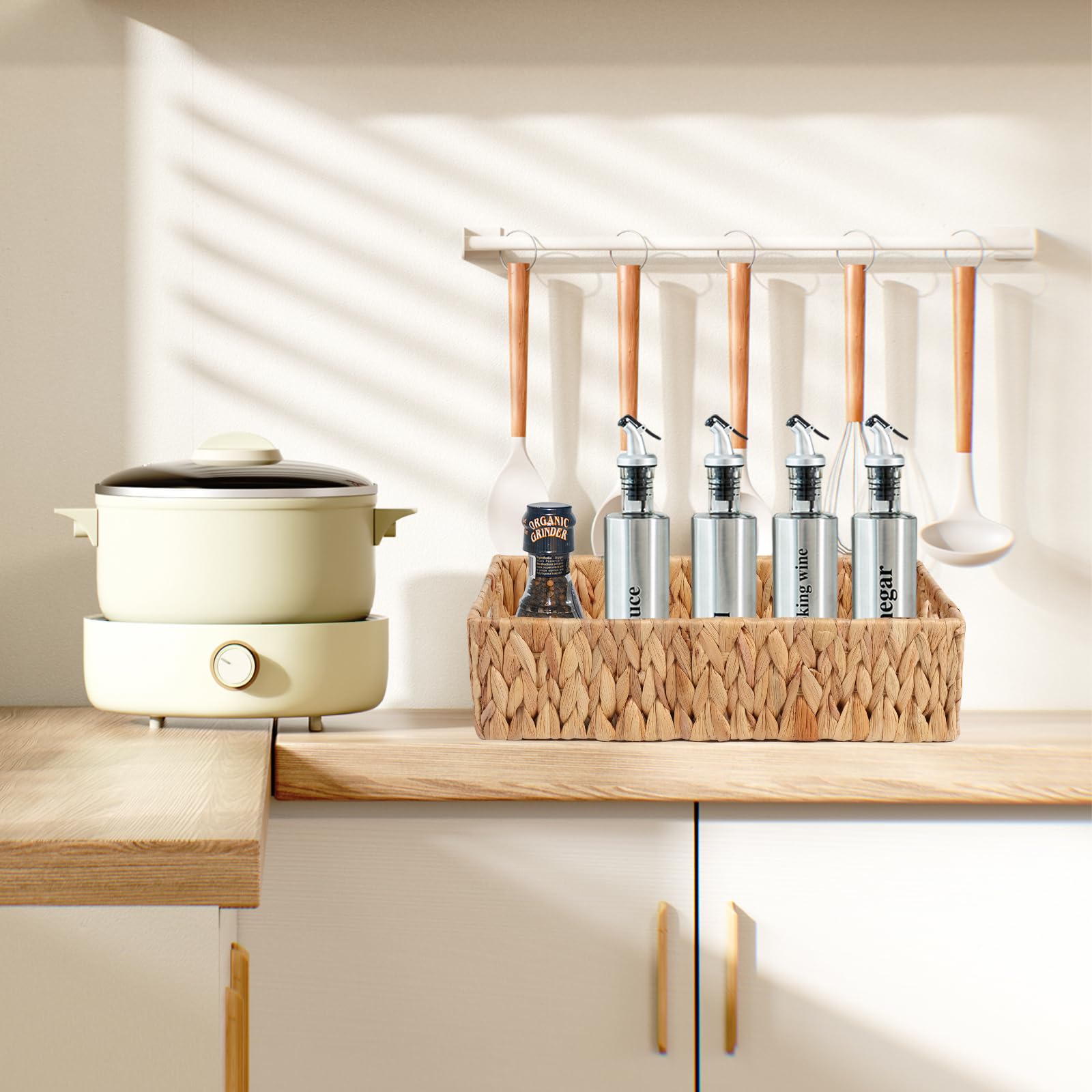 LPKZQHDM bathroom organizer basket in neutral tone pairs style with function.