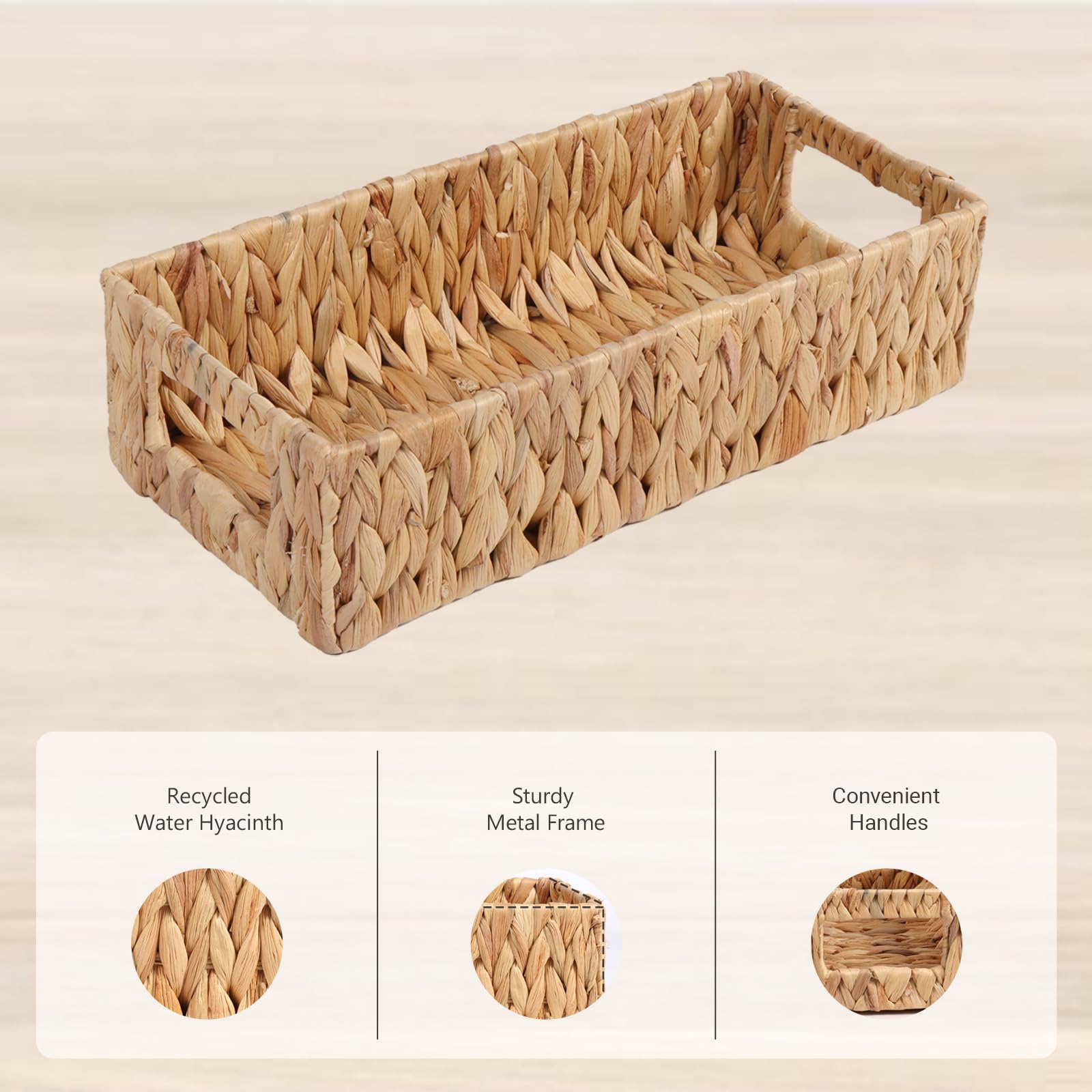 LPKZQHDM compact hyacinth basket fits counters and shelves gracefully.