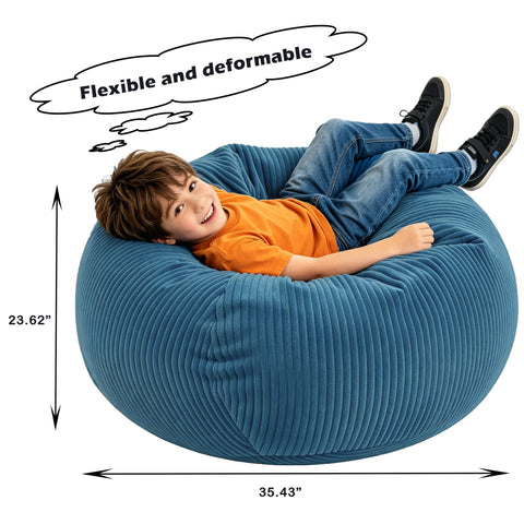LPMOERA blue 3 foot bean bag chair suitable for teens and spaces