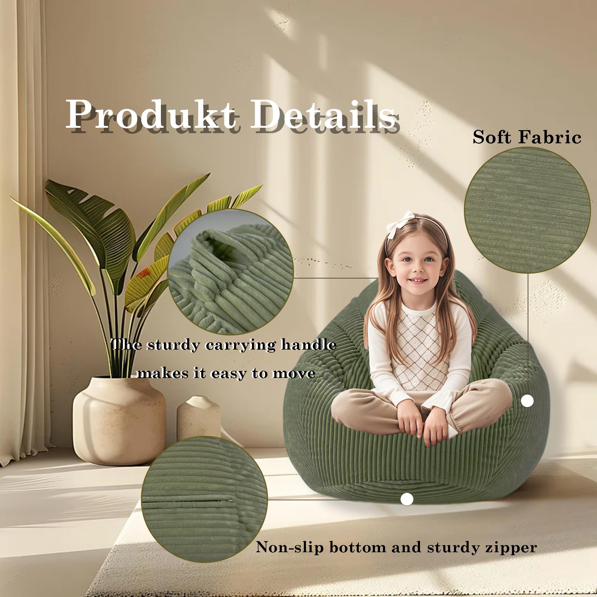 LPMOERA decorative green color bean bag chair enhances room ambience