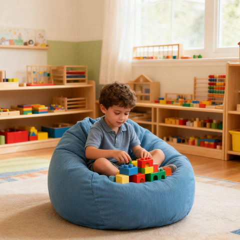 LPMOERA dorm room setup bean bag chair emphasizing versatile seating options.