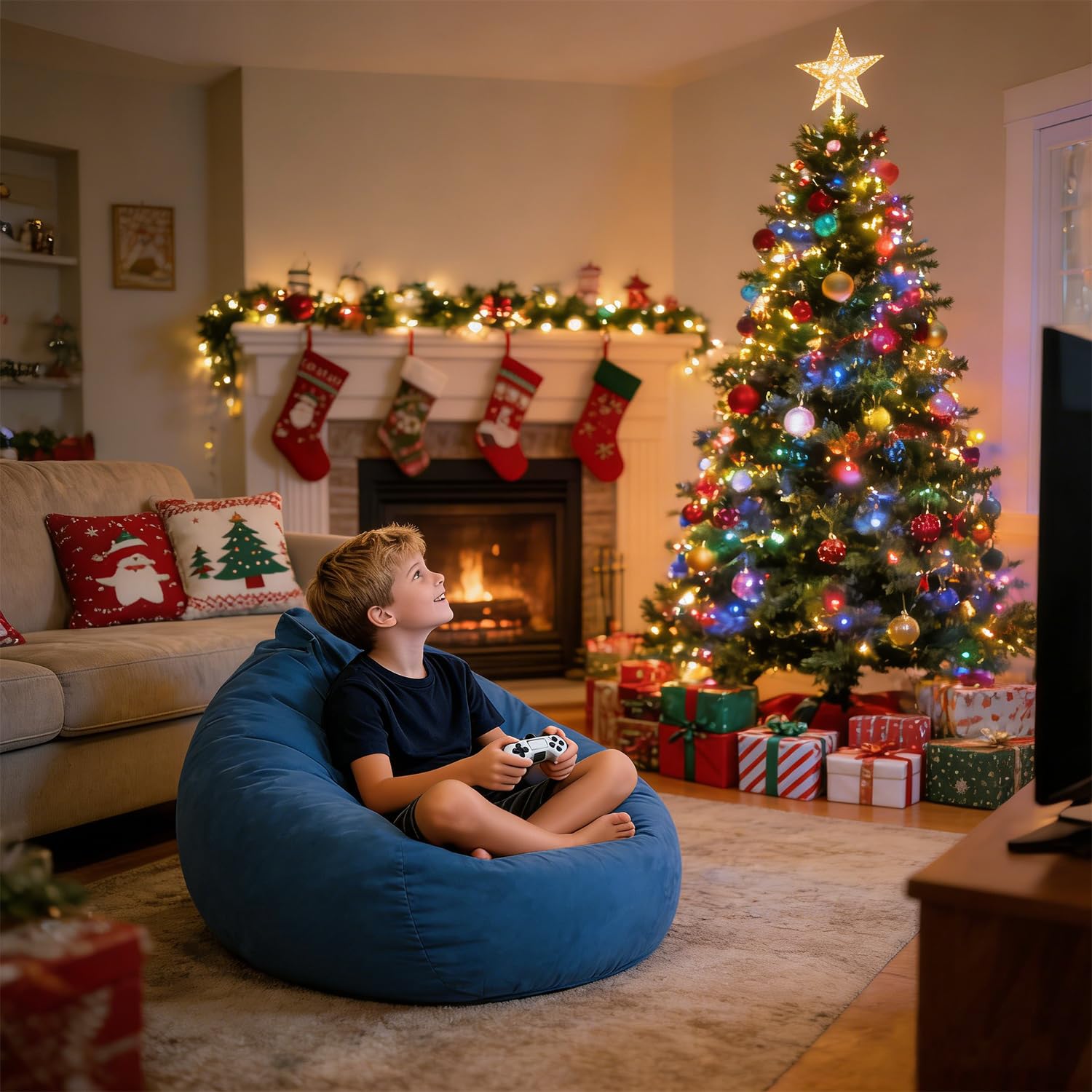LPMOERA kids bean bag chair 3ft dimension highlighting compact footprint for small rooms.