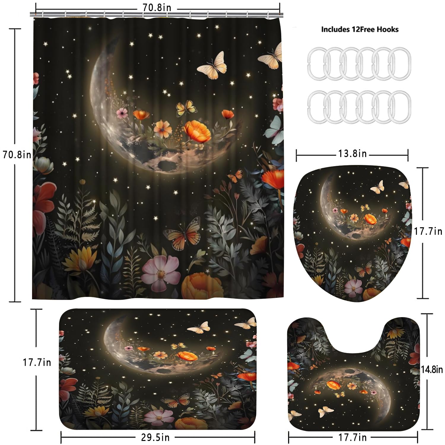 LQCOOL toilet lid cover featuring moon motif to elevate bathroom decor