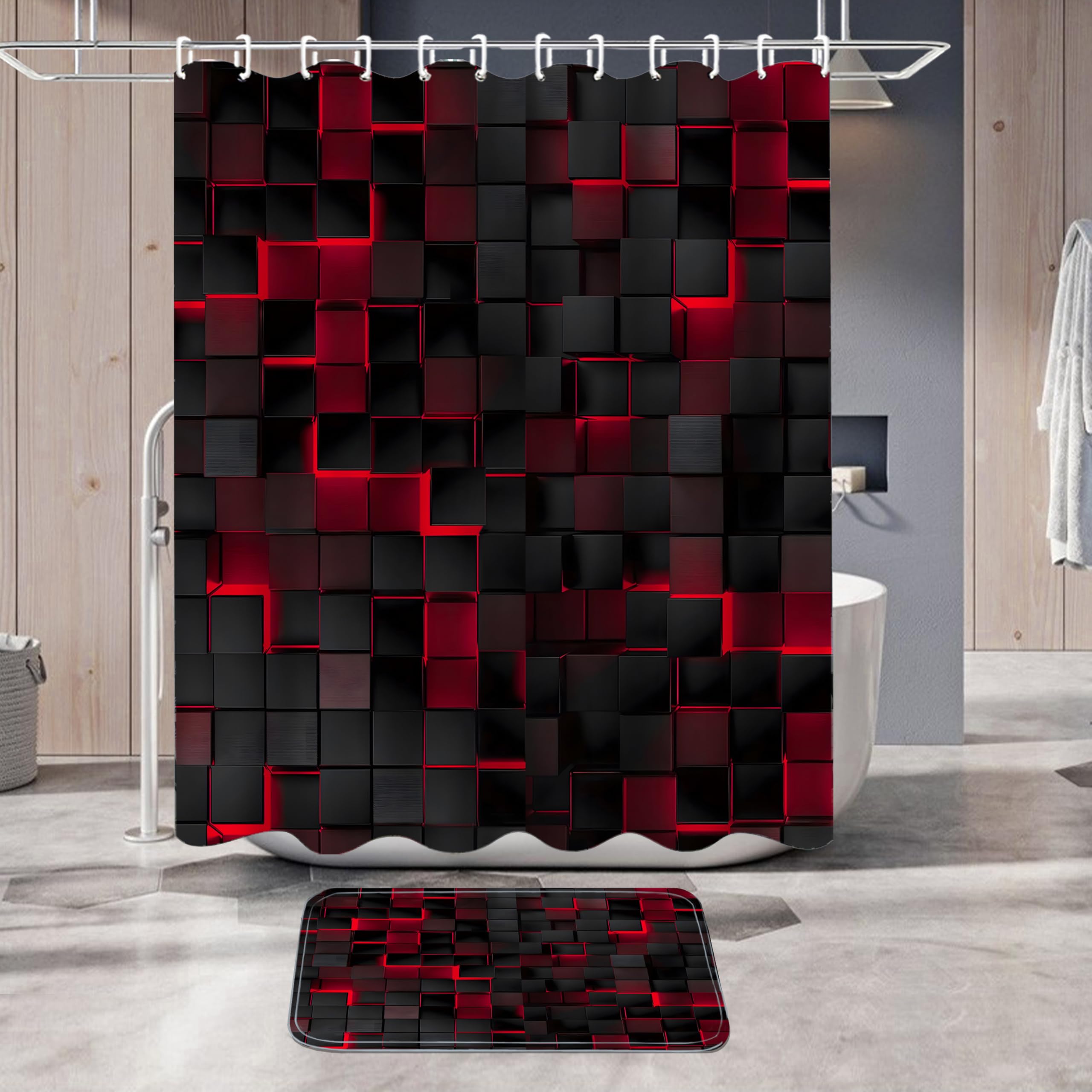 LQCOOL U-shaped rug placement highlights full bathroom coverage.