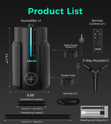 LRAZU remote control for convenient misting without approaching the unit.