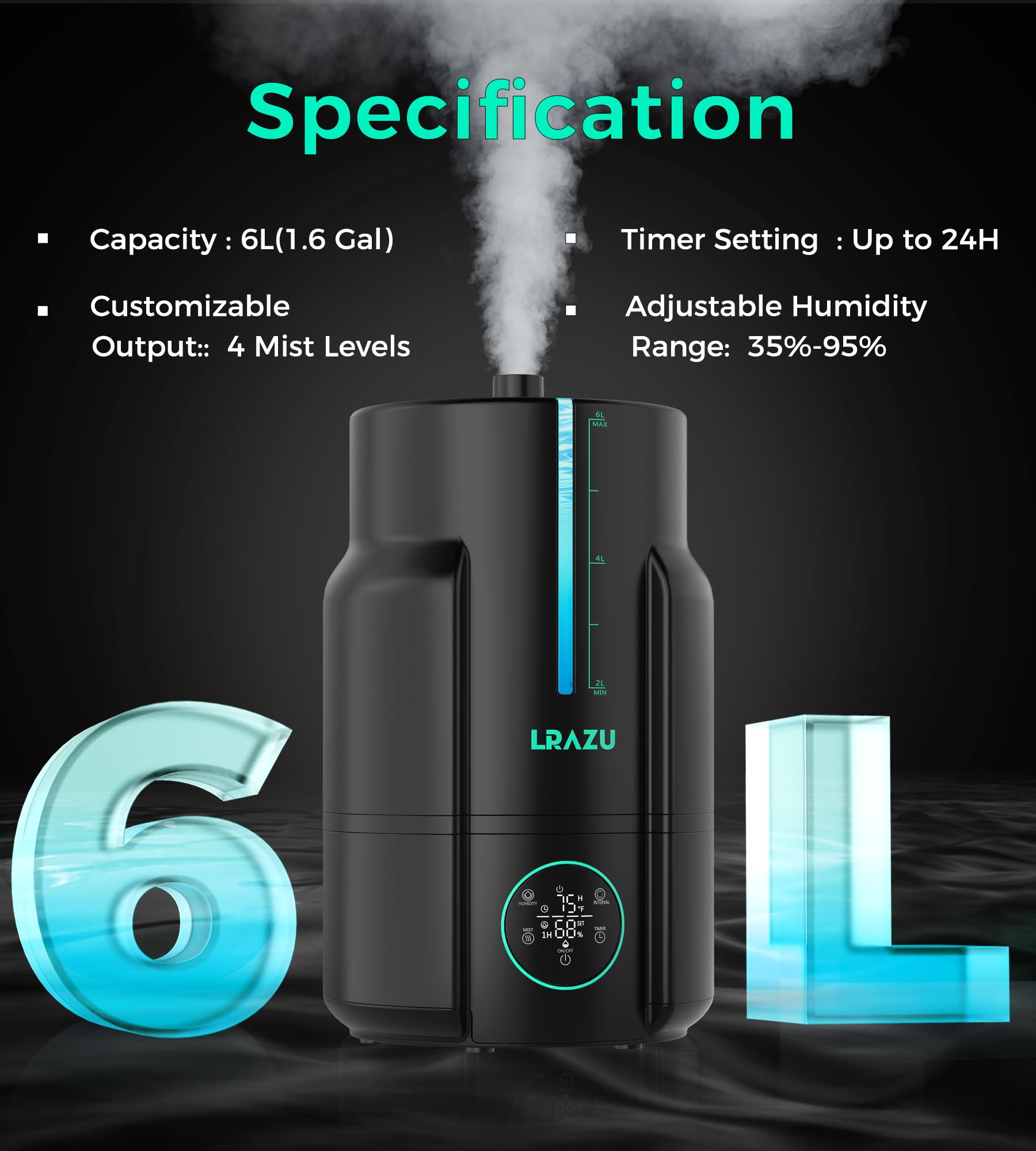 LRAZU smart humidity detector helps maintain precise environmental levels.