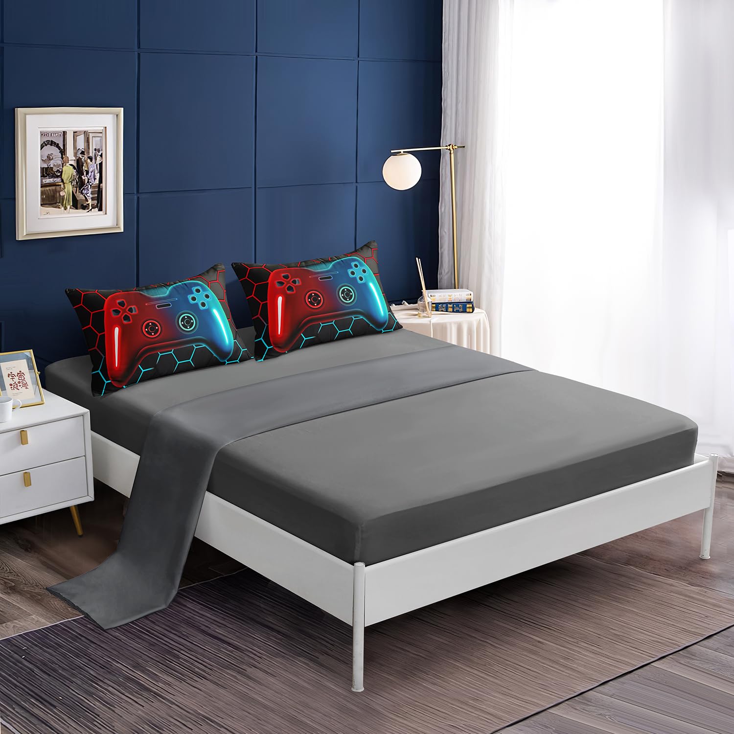 Lris Bedding 6-piece bed-in-a-bag shown in a tidy teen bedroom setup.