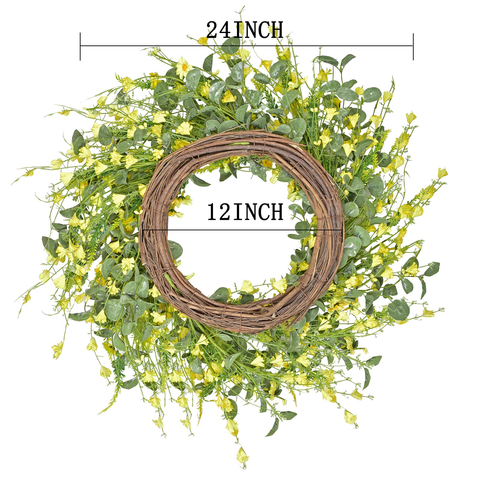 LSKYTOP eucalyptus leaves with silk daisies for long-lasting color.