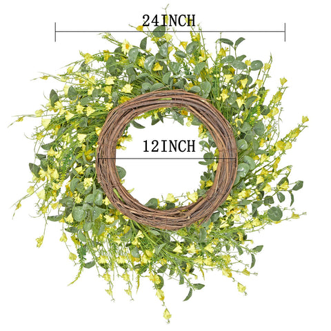 LSKYTOP eucalyptus leaves with silk daisies for long-lasting color.