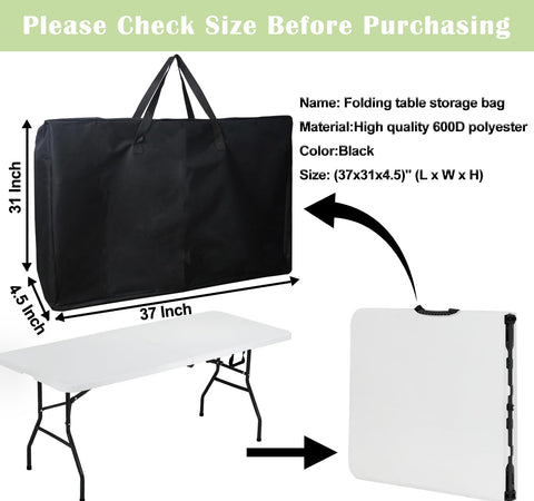 Luccov bag open with spacious interior ready for a 6 ft table.