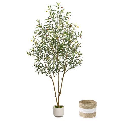 LuceAlberi artificial olive tree 6ft with natural trunk for realistic indoor decor.