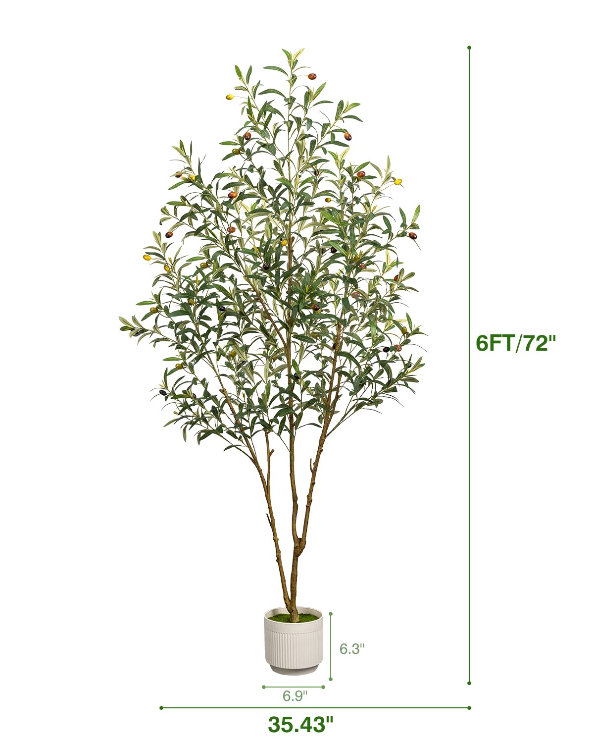 LuceAlberi olive tree with woven cotton basket creates stylish ready-to-display centerpiece.