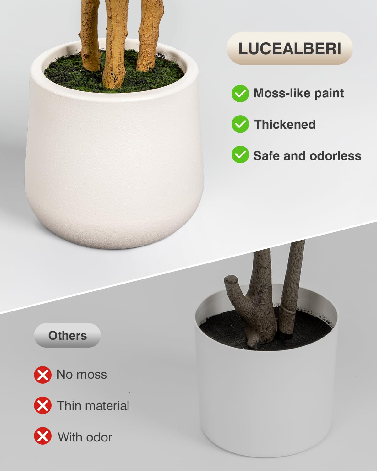 LuceAlberi lifelike leaves with vein texture add tropical vibes to interior spaces.