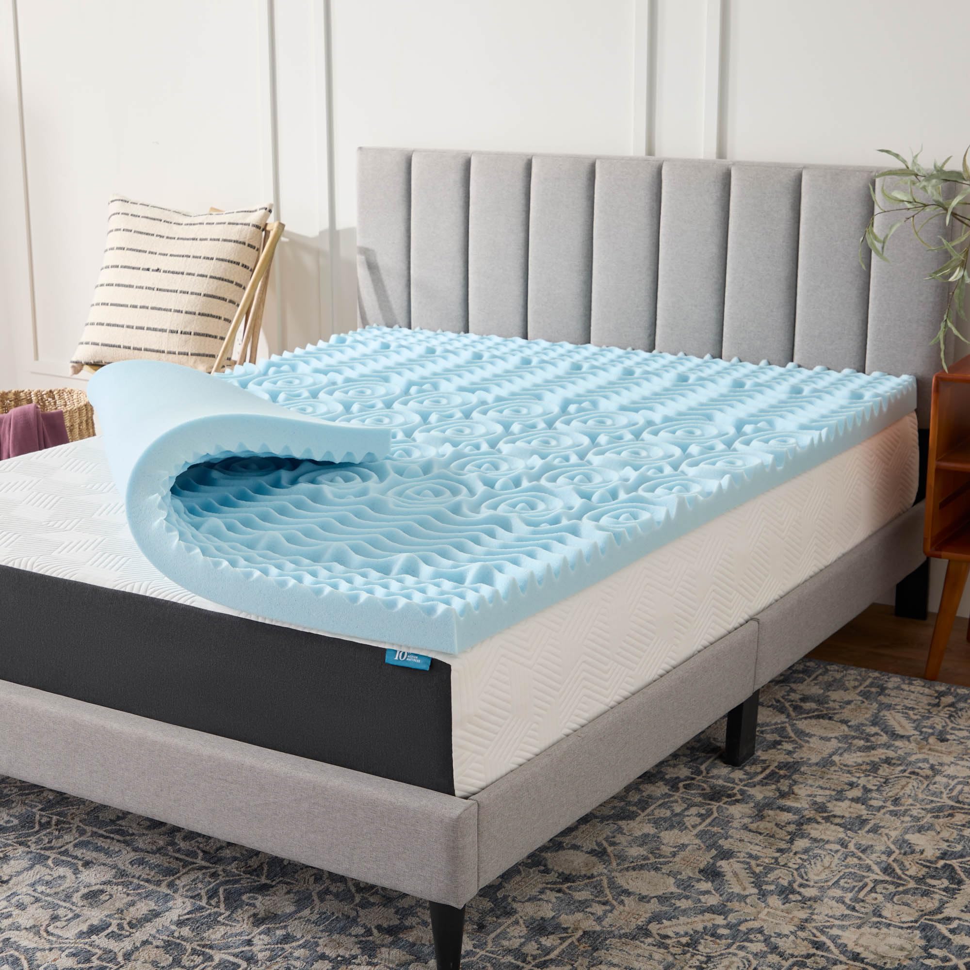LUCID 3-inch gel memory foam topper – plush queen comfort on bed
