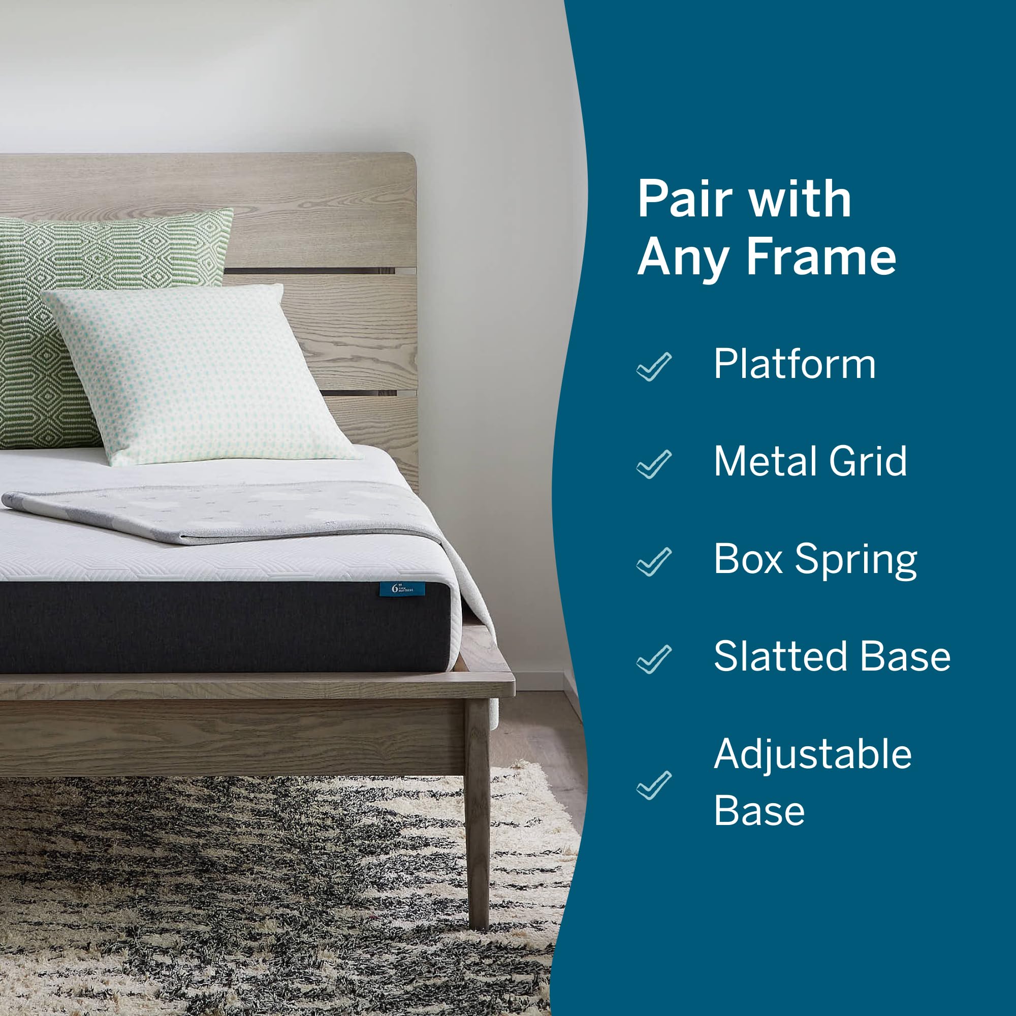 Lucid 6in mattress side profile demonstrates suitable height for bunks and RVs.