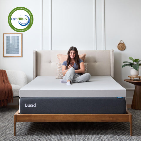 Lucid CertiPur US foam topper for safety and reliable performance on king mattress