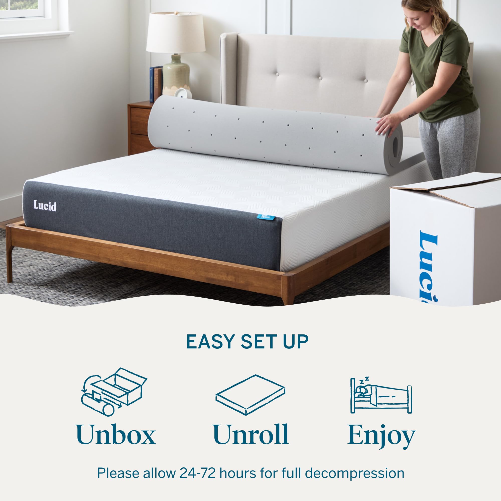 Lucid-certipur-us memory foam topper king for safety and durability