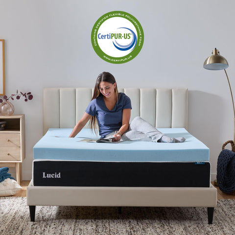 LUCID four-inch plush topper creating a deep sink-in feel