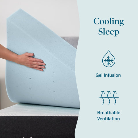 LUCID gel memory foam topper with cooling gel to regulate temperature