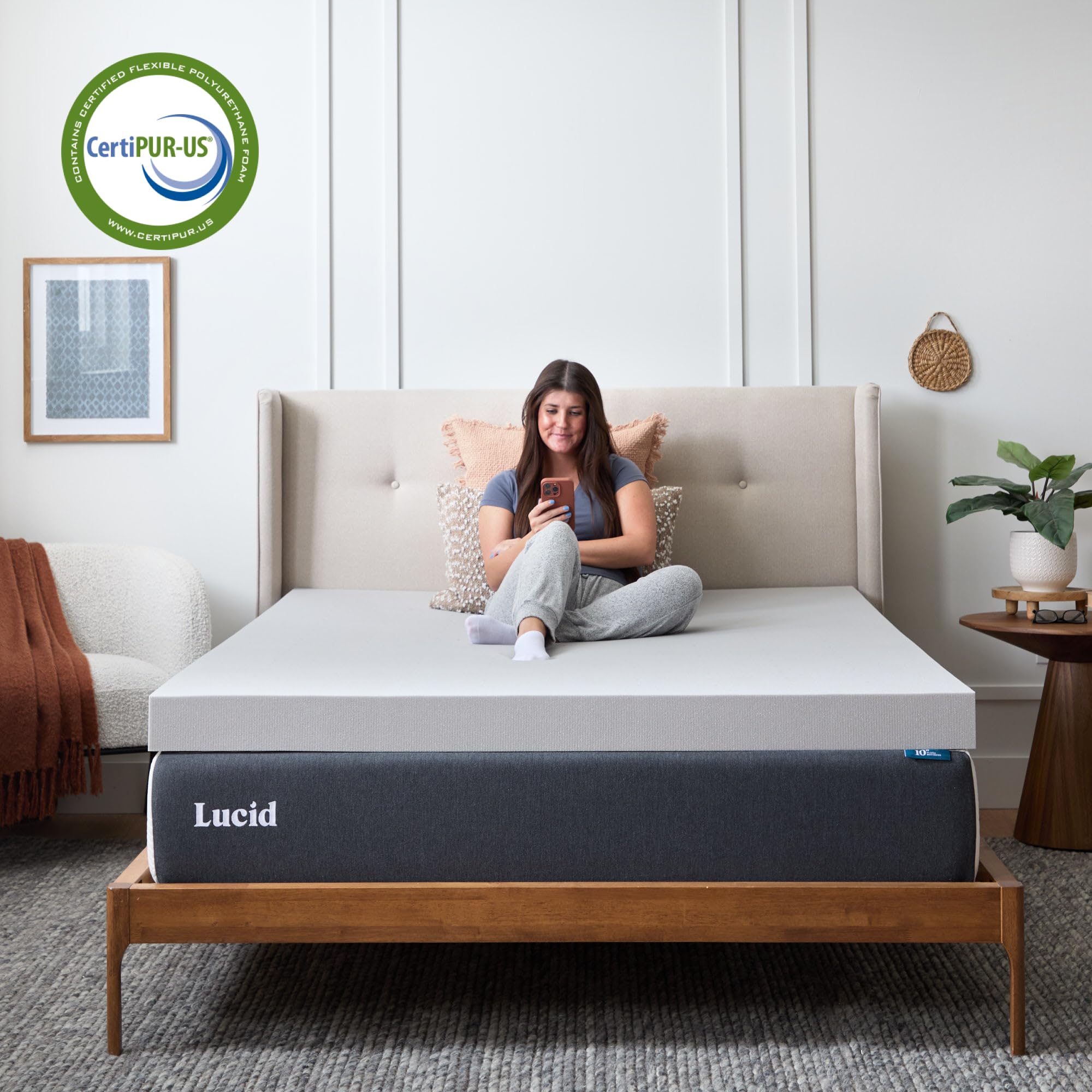 Lucid plush memory foam topper illustrating deep comfort and support