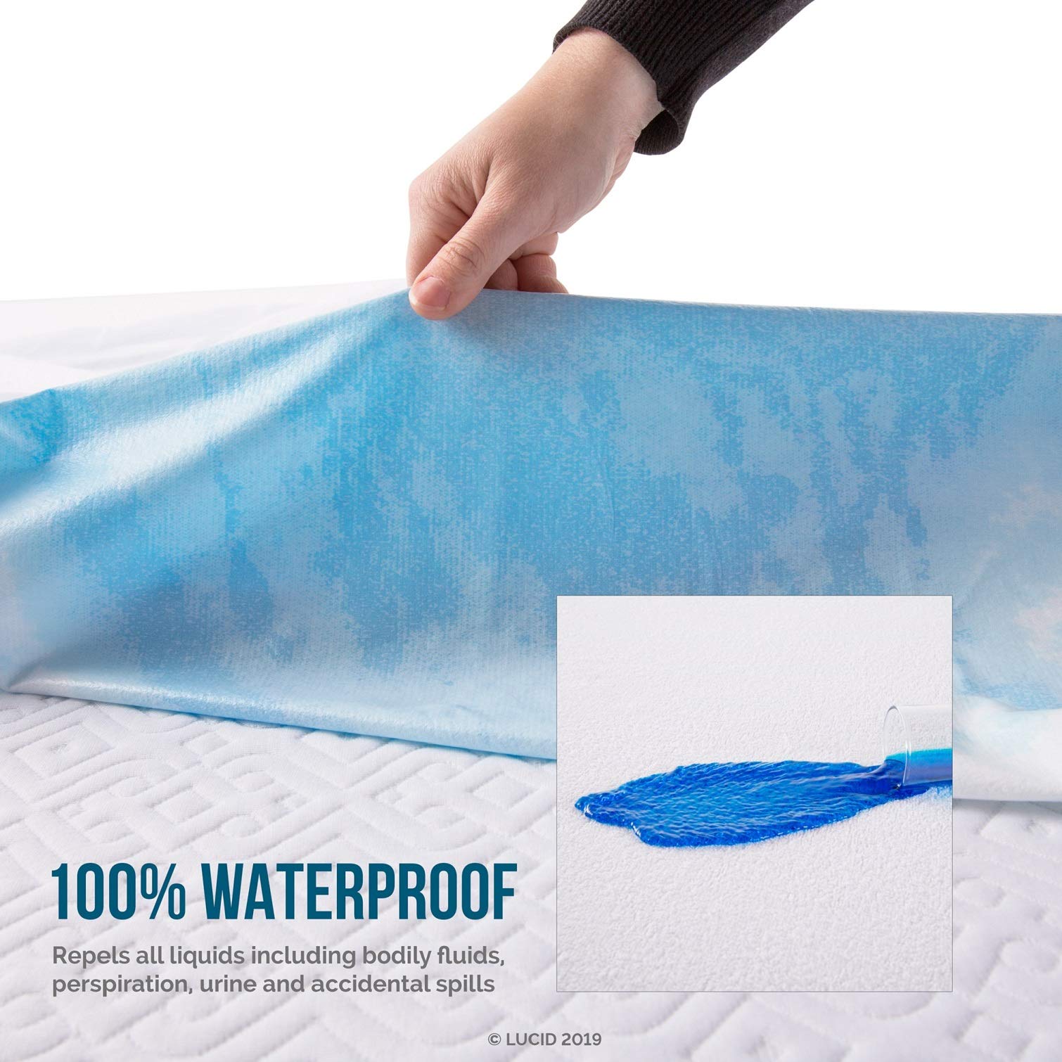LUCID king protector with deep pockets fits mattresses up to 22 inches.