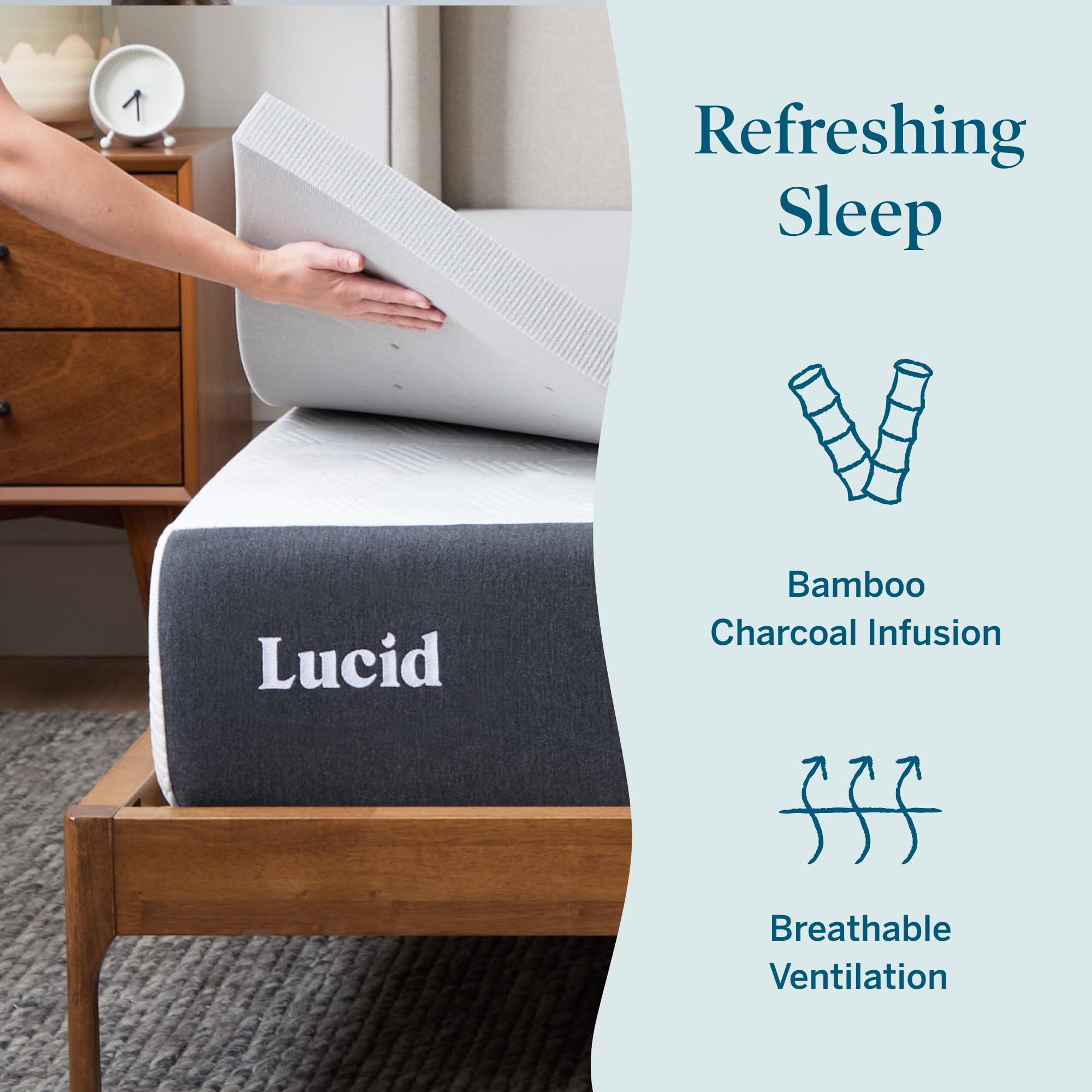 Lucid plush memory foam topper king provides soft support and pressure relief