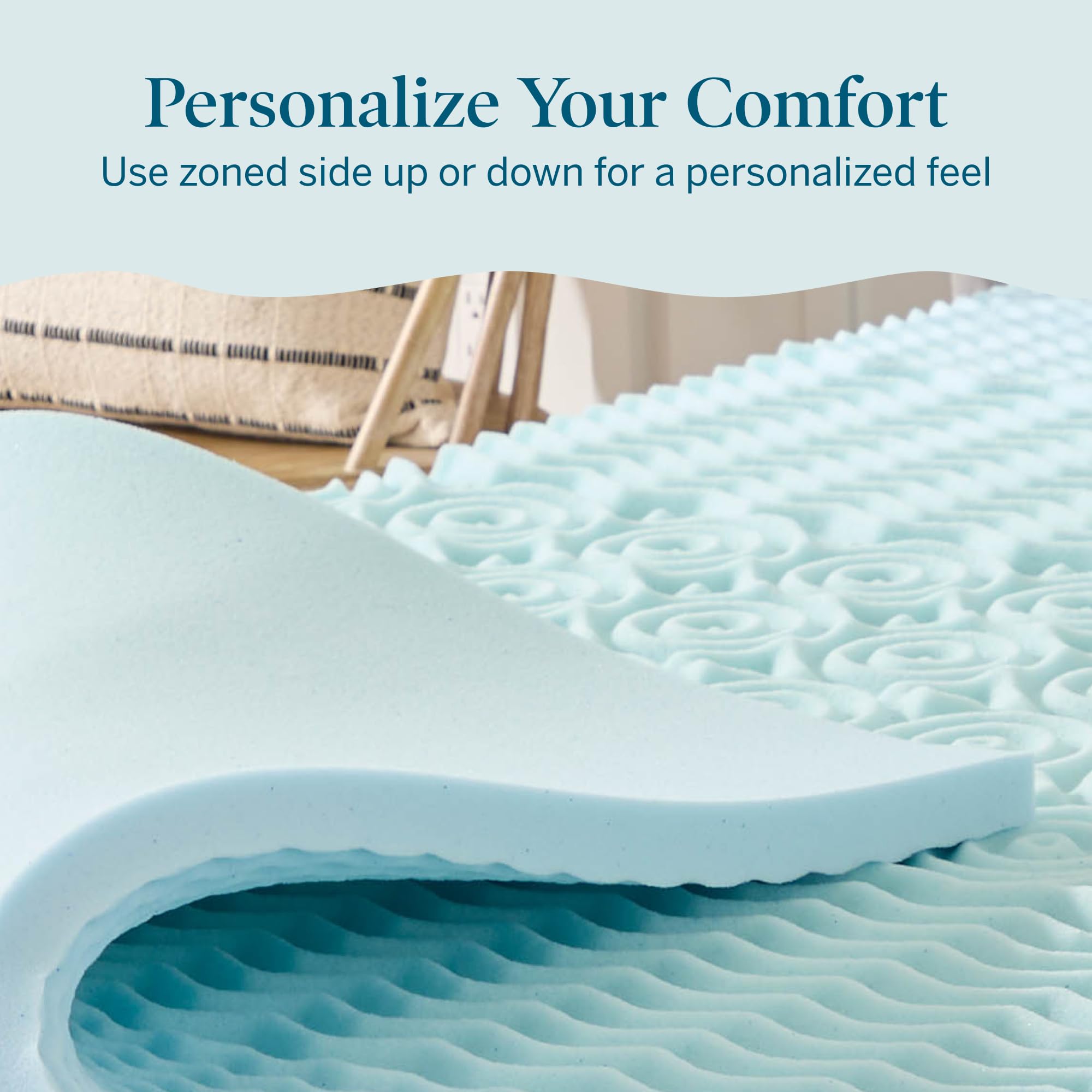 LUCID two-sided topper lets you choose zoned or flat feel