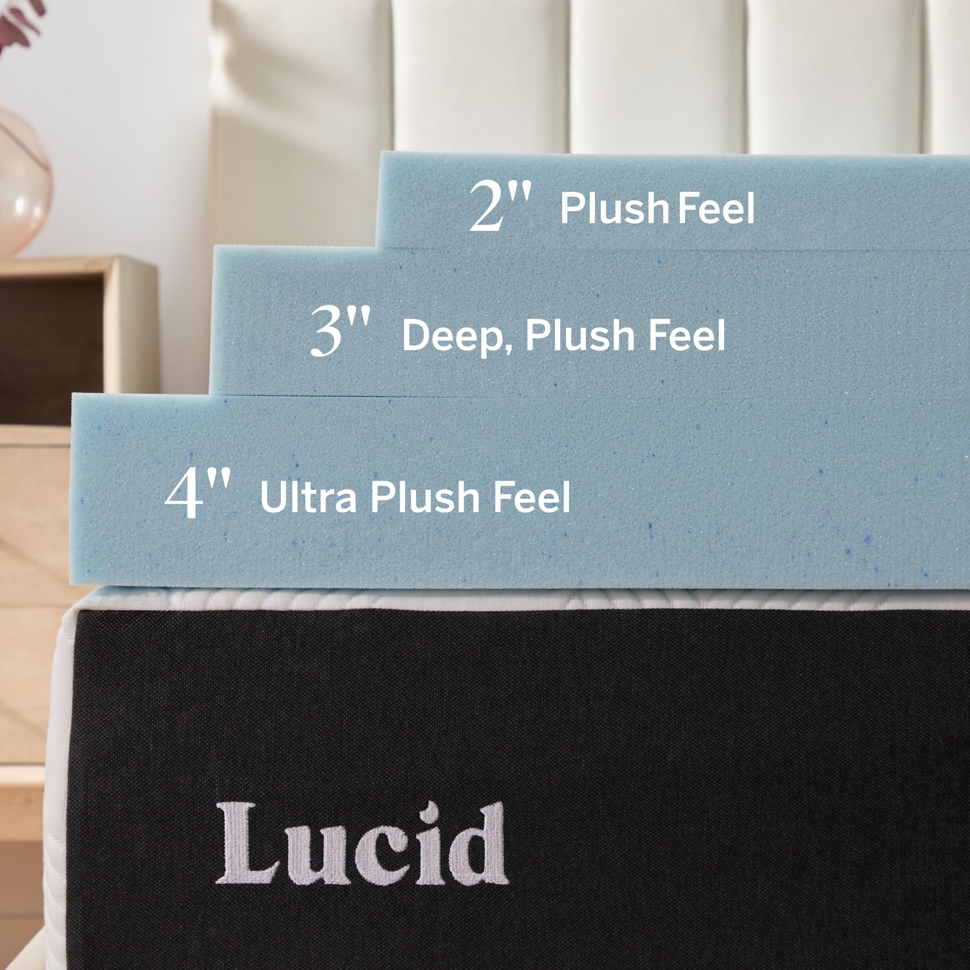 Lucid ventilated topper demonstrates breathable design for consistent airflow.