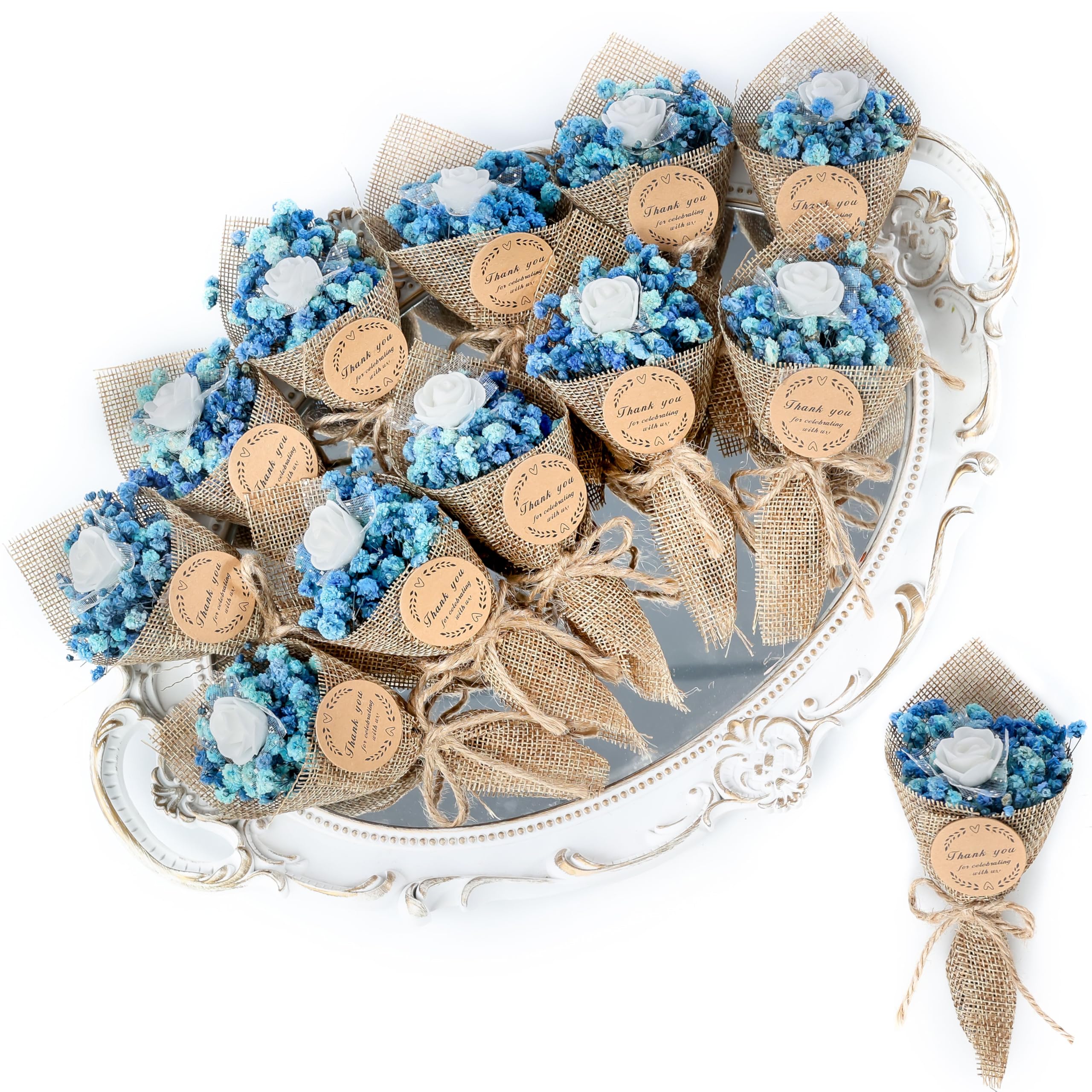 LucidLather mini magnet dried flowers navy bouquet on fridge, charming wedding favor.