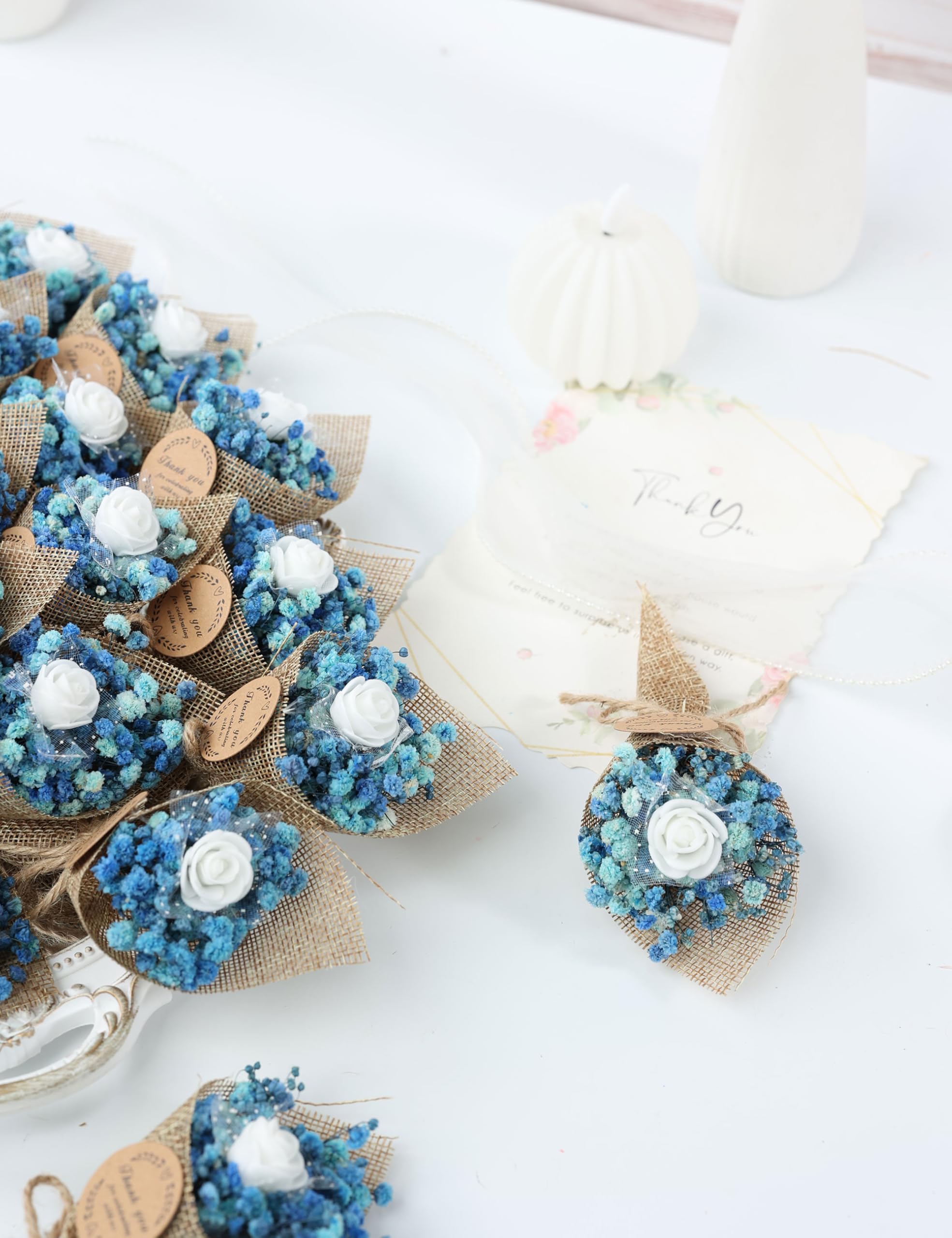 LucidLather mini magnet dried flowers navy bouquet as bridal shower keepsake.