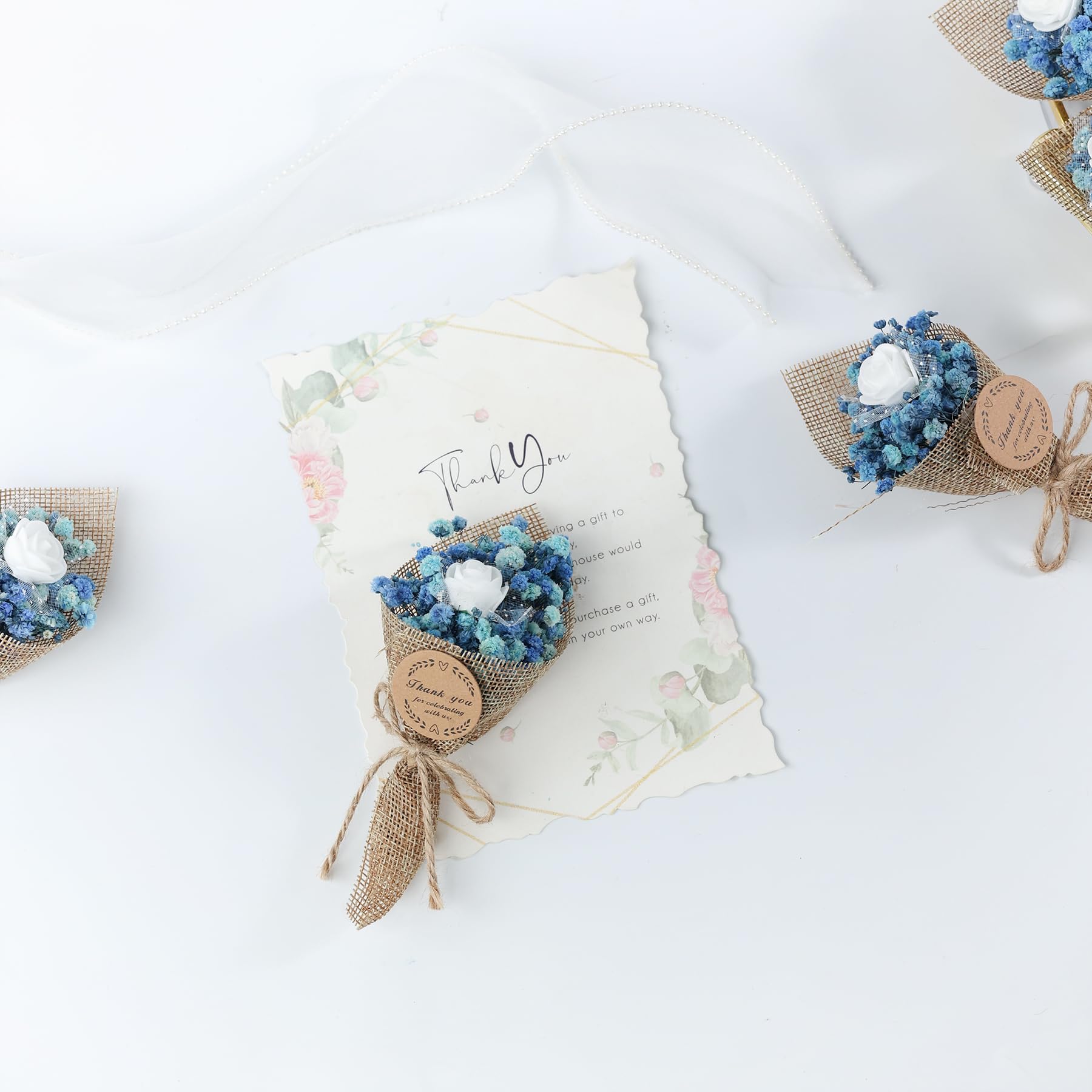 LucidLather navy dried bouquet magnet shown at baptism reception.