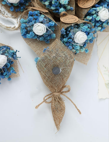 LucidLather navy bouquet magnet adds color to party favors display.