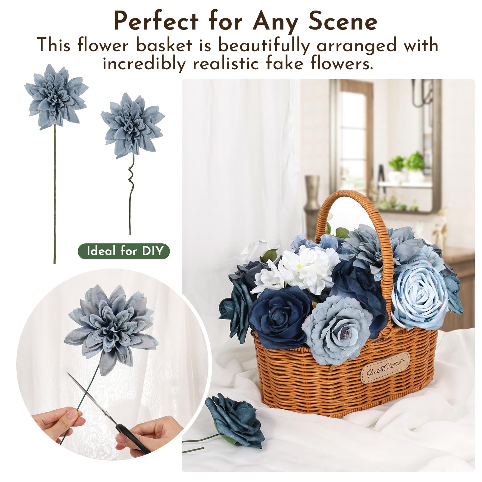 Luckinds dusty blue artificial flowers bridal shower decor with timeless charm