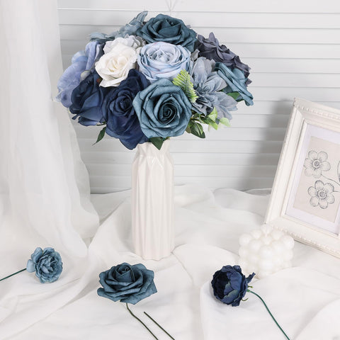 Luckinds dusty blue artificial flowers home decor accent with durable maintenance-free appeal