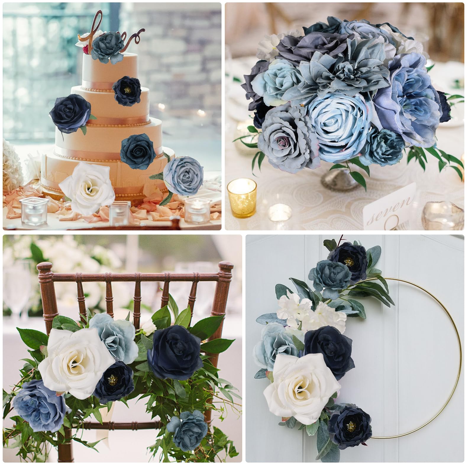 Luckinds dusty blue artificial flowers packaging set for gifting and storage