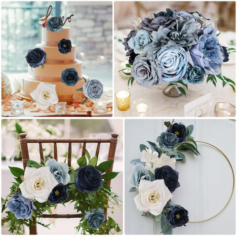 Luckinds dusty blue artificial flowers packaging set for gifting and storage