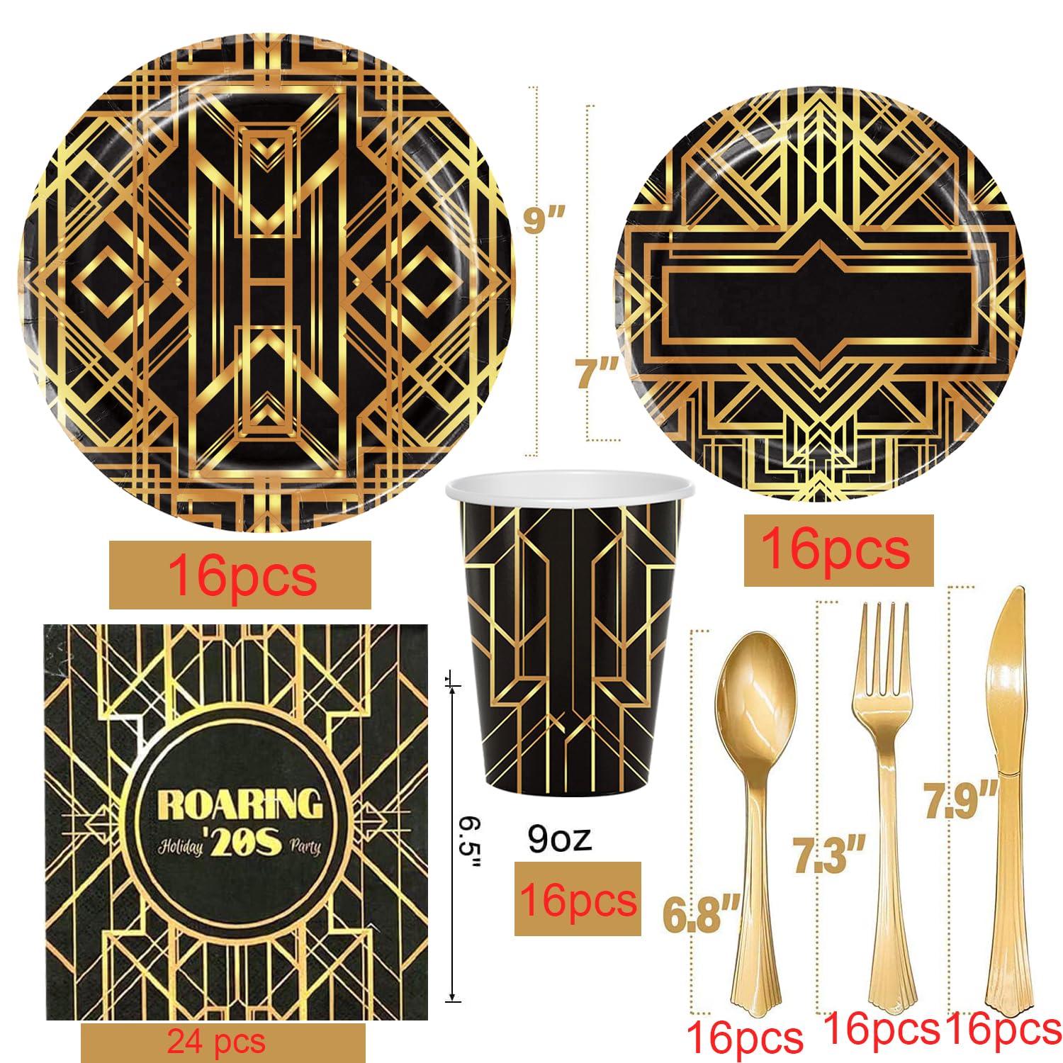 LUCKKYY roaring twenties paper cups 9oz for easy serving with retro flair