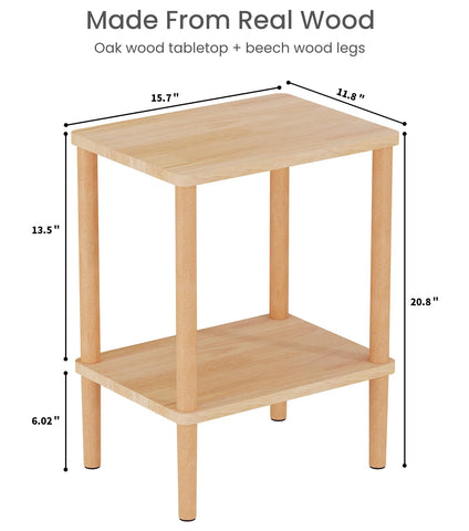 LUCKNOCK solid wood side table with narrow design fits tight spaces.
