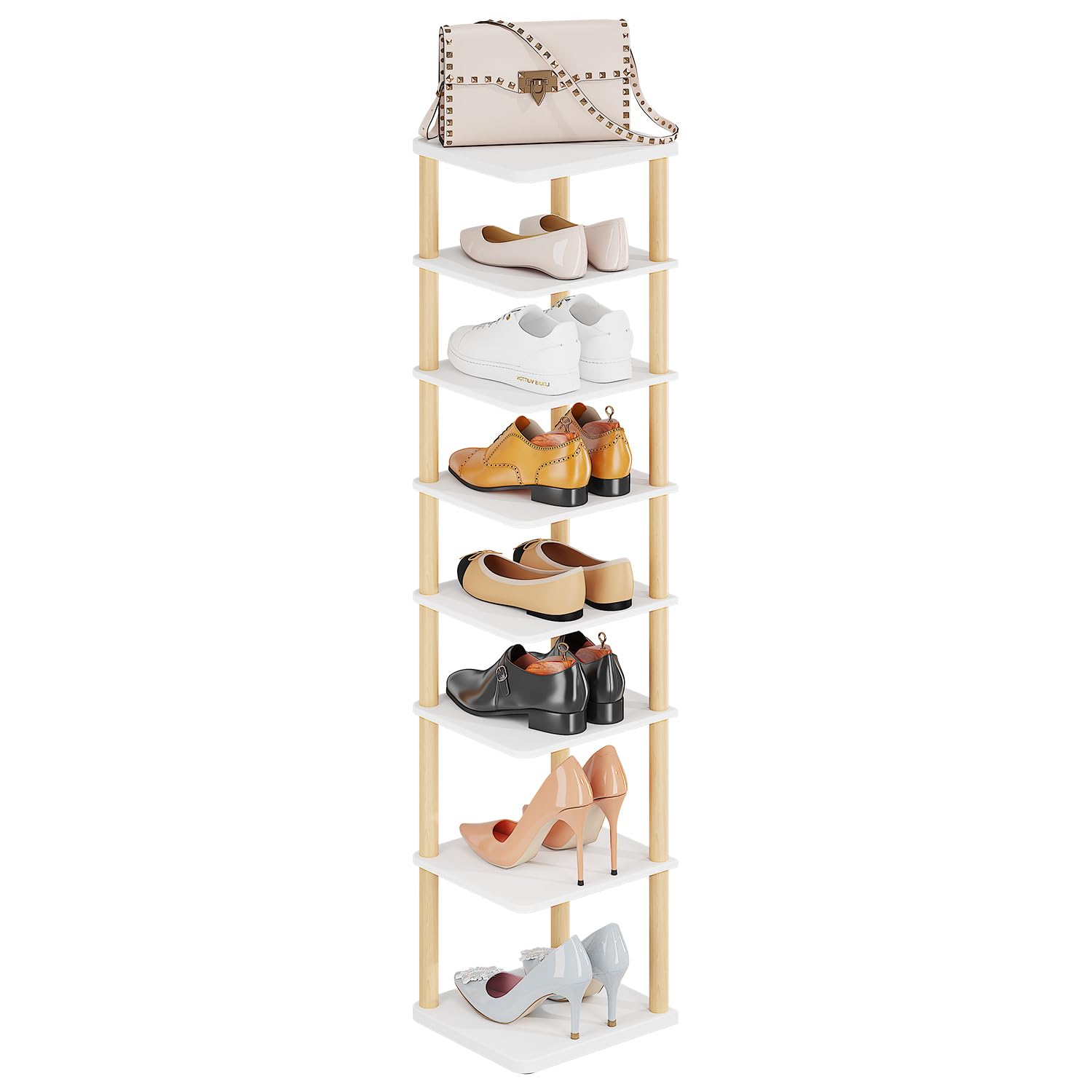 LUCKNOCK tall narrow organizer in entryway storing boots and sneakers