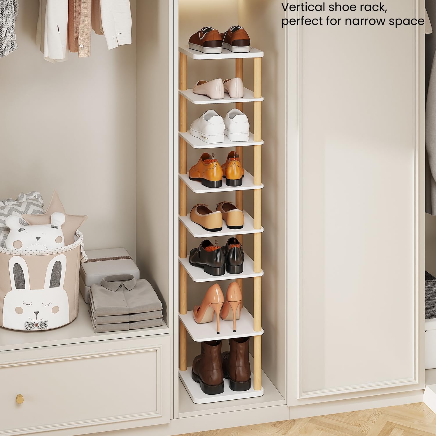 LUCKNOCK white finish shoe rack blending with dorm decor