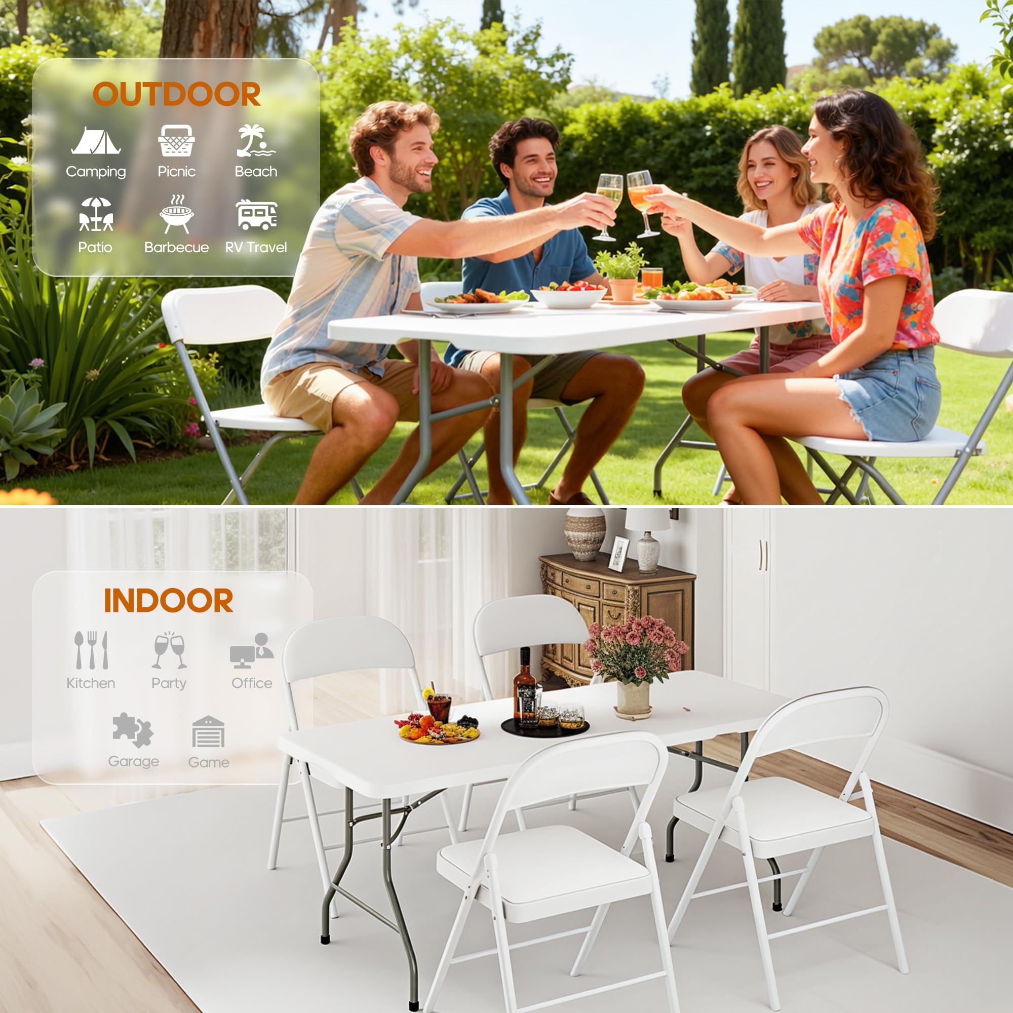 LUCKPRO folding table frame with reinforced steel and anti slip feet for stability.