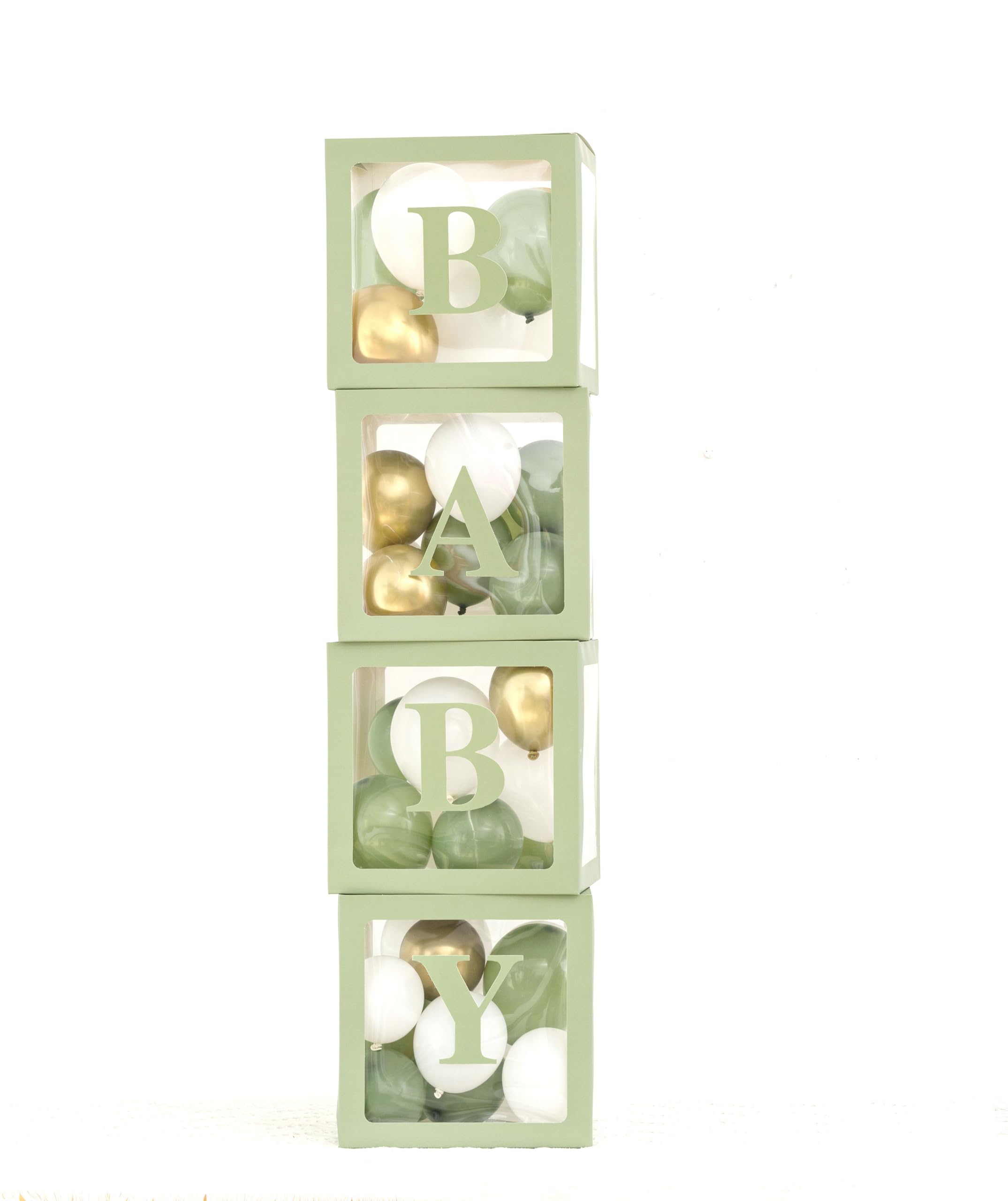 Luckylibra Sage Green Baby Shower Balloon Box display for elegant decor