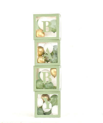 Luckylibra Sage Green Baby Shower Balloon Box display for elegant decor