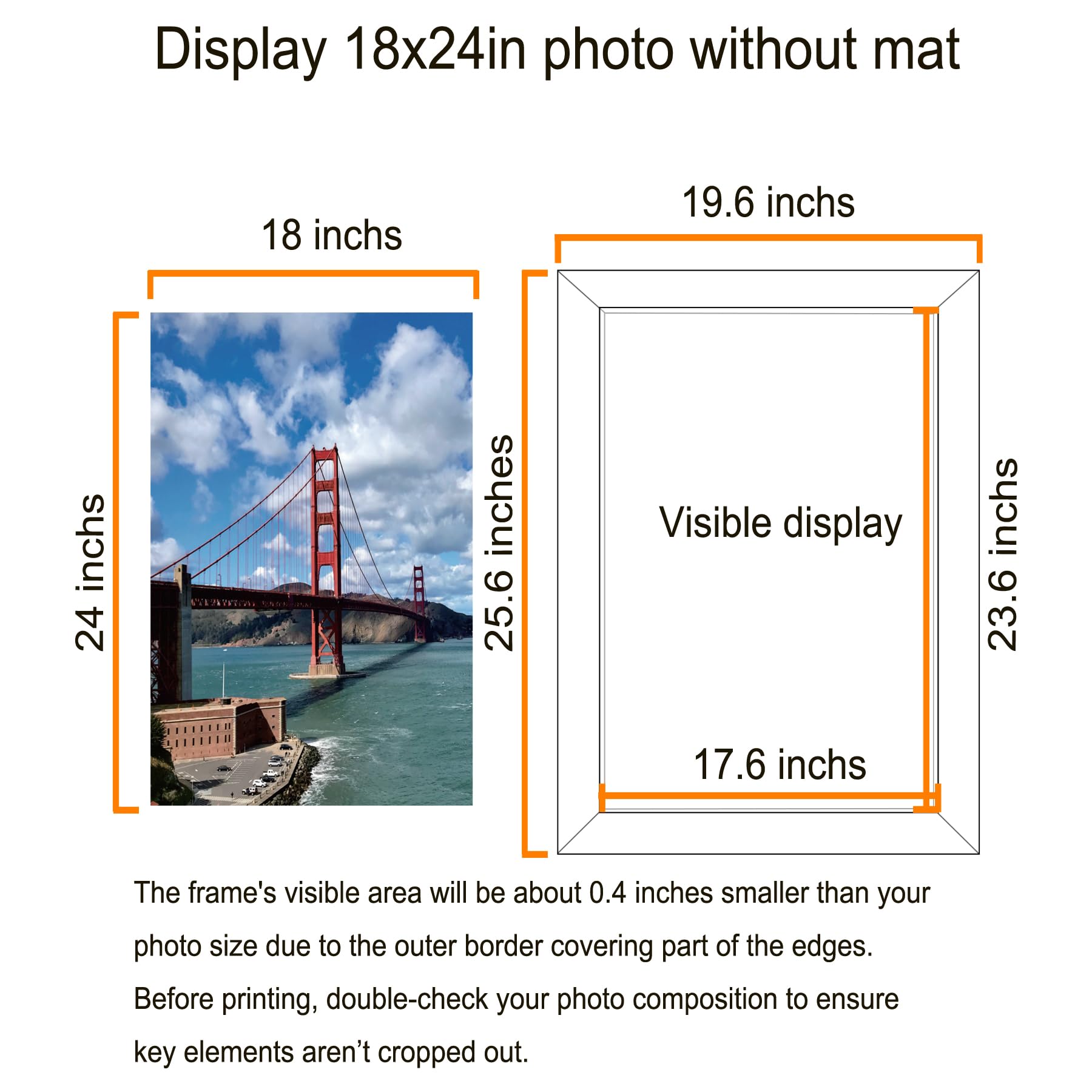LUCKYLIFE 18x24 frame with mat option demonstrates flexible photo sizing.