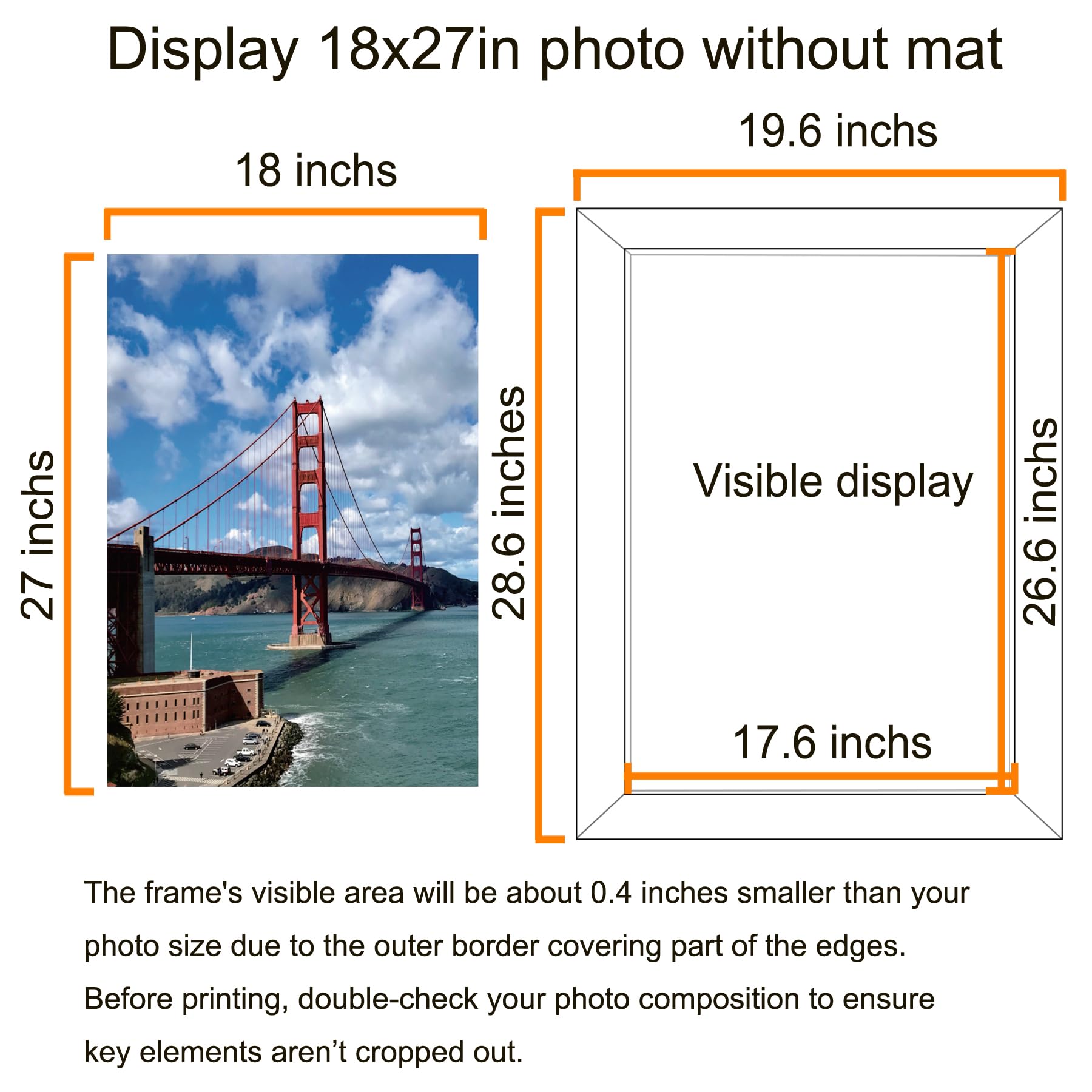 LUCKYLIFE 18x27 black frame wall mount horizontal shows versatile placement options