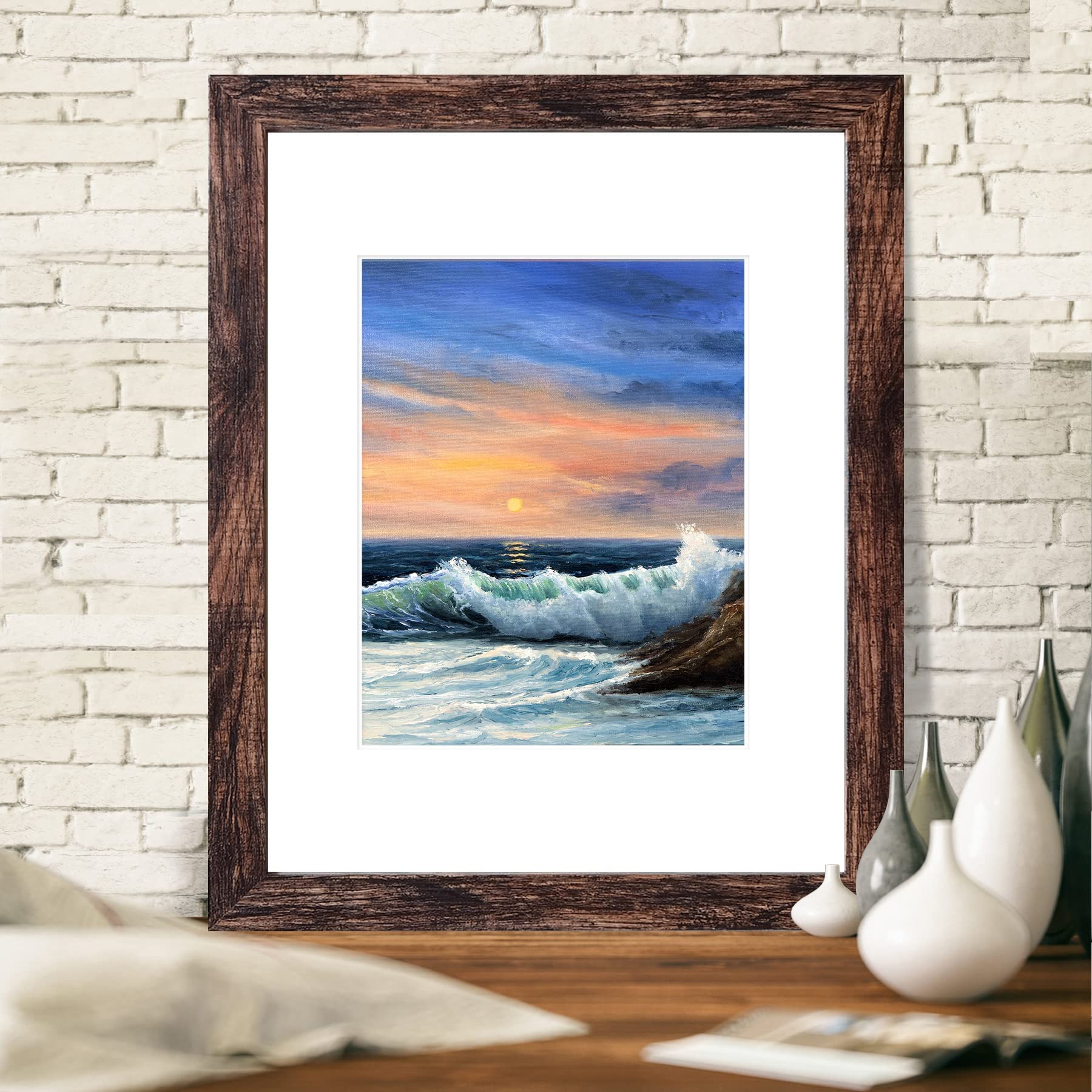 LUCKYLIFE MDF rustic brown frame front view shows durable, lightweight design