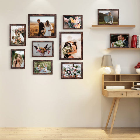 LUCKYLIFE 4x6 brown frame complements compact photos on desk