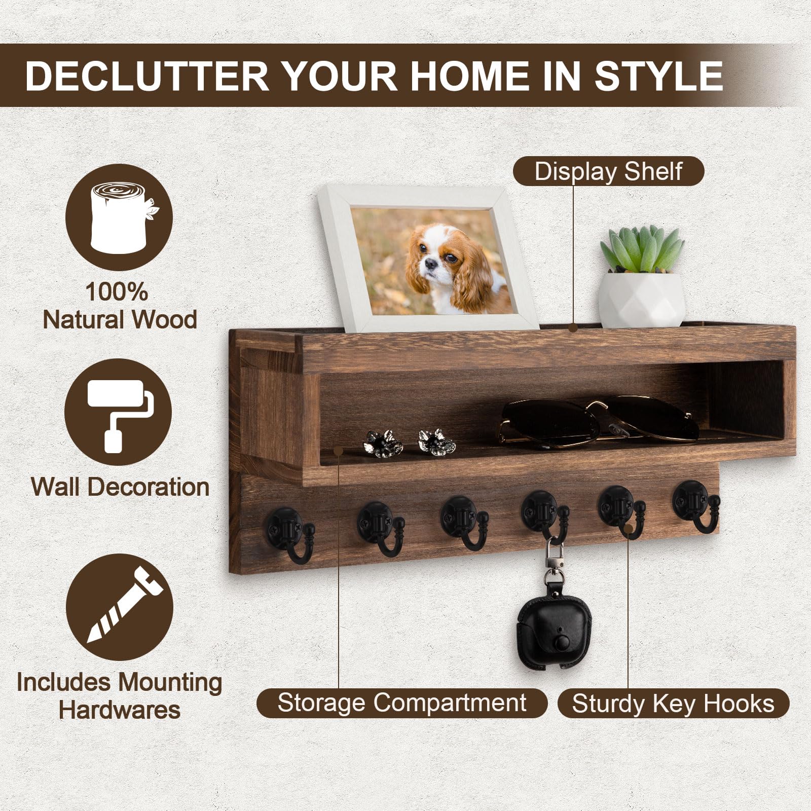 Lucundm extended storage compartment with display shelf for daily essentials.