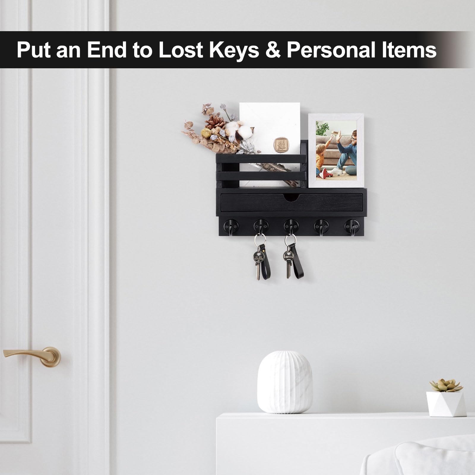 Lucundm mail organizer drawer mounted on wall to separate mail and clutter